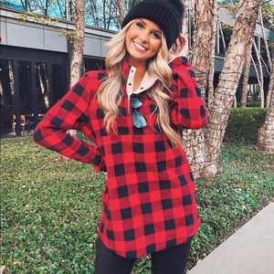 Buffalo check fleece pullover